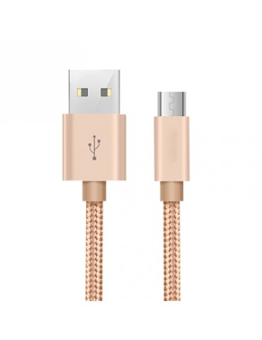 2M Micro USB Pure Color Woven Data  Cable  Earthly Gold For Android
