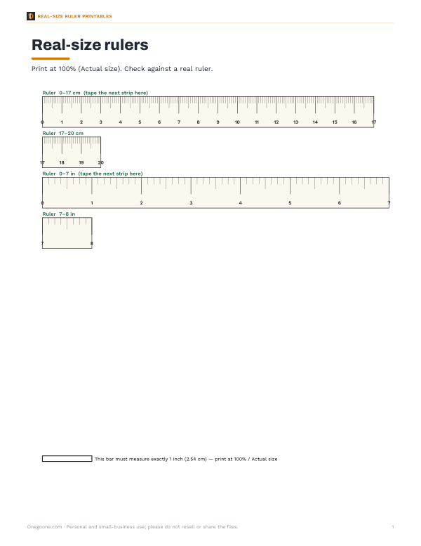 Preview of Printable Real-Size Ruler PDF